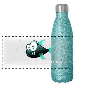 poisson drôle, Pour les poissons, ou de ne pas pêcher. - Gourde isotherme panoramique pailletée 500 ml - paillettes bleues - Devant