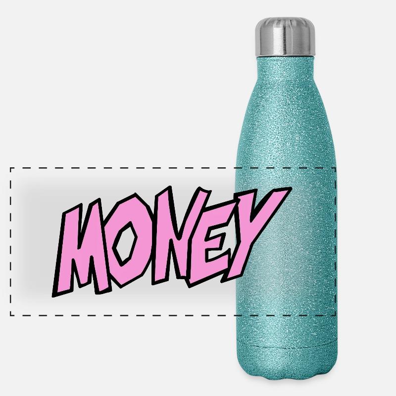 Geld-Illustration mit Lebendiger Typografie Panorama Glitzer Isolierflasche 500 ml