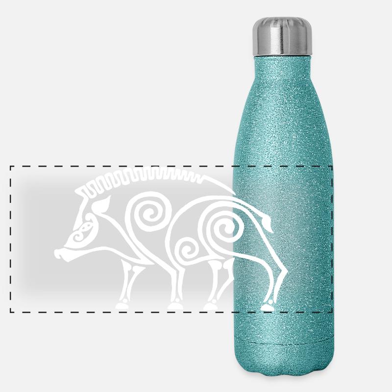 sanglier celte blanc Gourde isotherme panoramique pailletée 500 ml