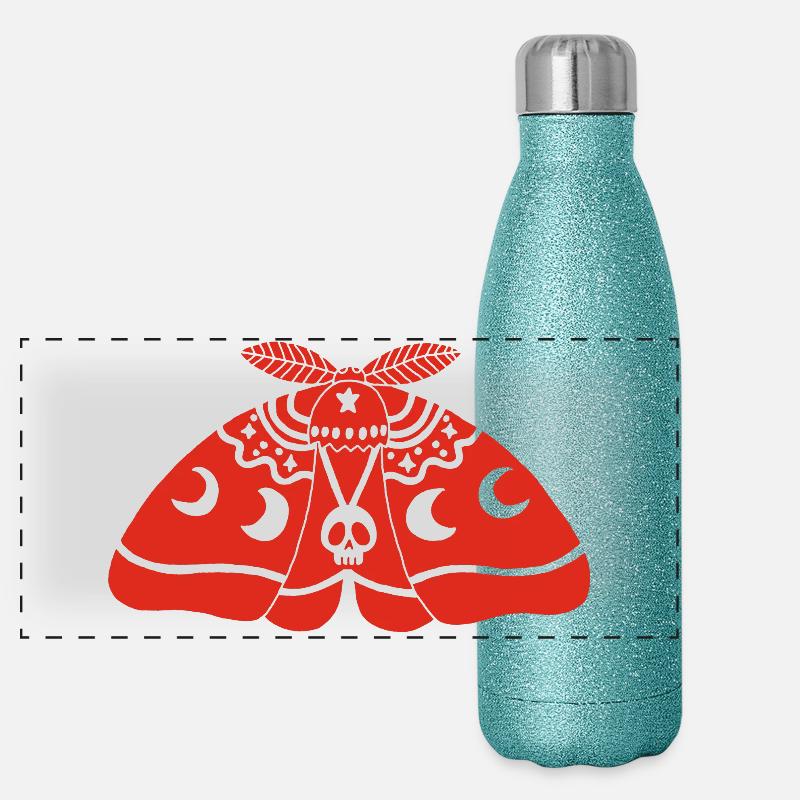 Red moth Panoramic Glitter Thermal Bottle 500 ml