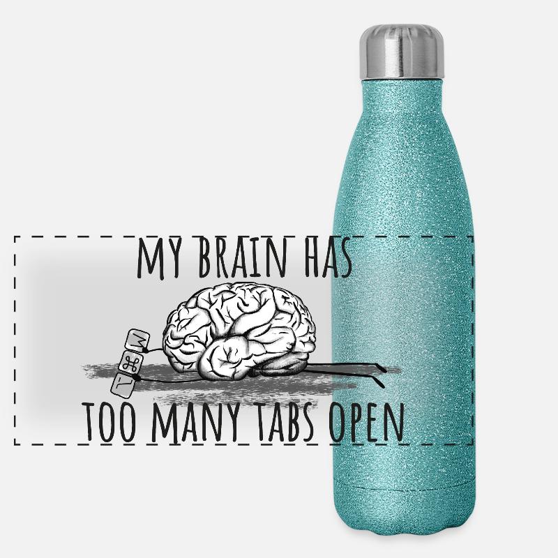 My Brain has too many tabs open! Panorama Glitzer Isolierflasche 500 ml