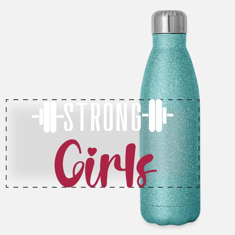 Starke Mädchen Panorama Glitzer Isolierflasche 500 ml