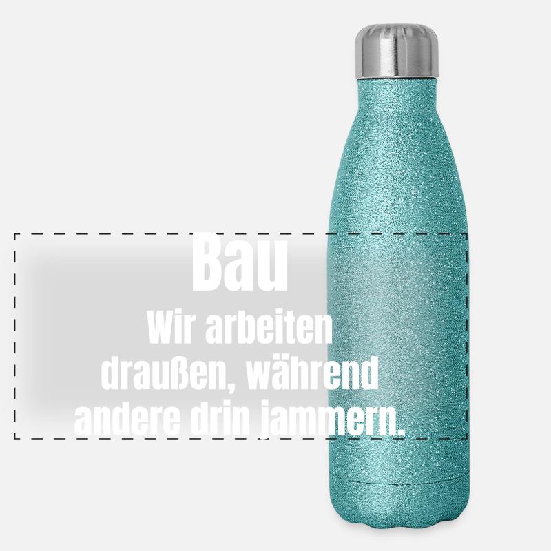 Bauarbeiten Draußen Kraft Panorama Glitzer Isolierflasche 500 ml