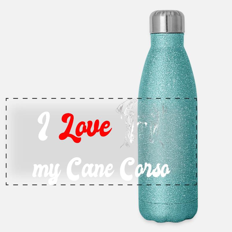 Ich liebe meinen Cane Corso Hund Panorama Glitzer Isolierflasche 500 ml