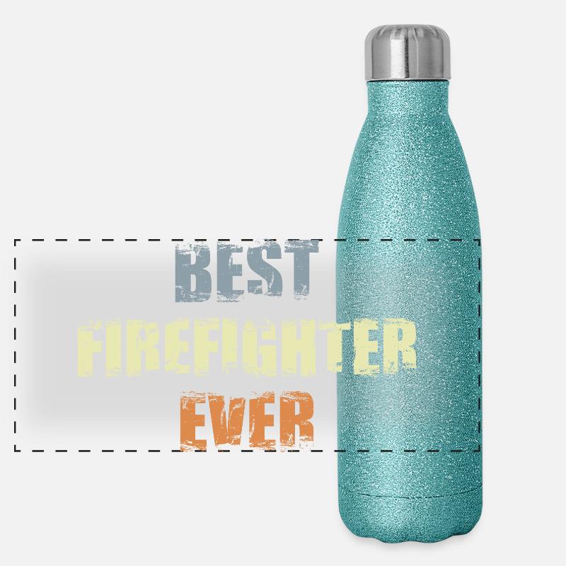 Bester Feuerwehrmann Panorama Glitzer Isolierflasche 500 ml