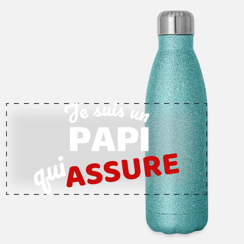Selbstbewusster Ausdruck der Vaterschaft Panorama Glitzer Isolierflasche 500 ml