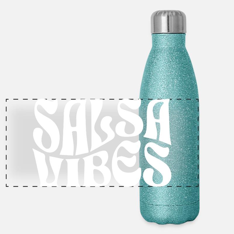 Salsa Vibes Retro Typography Panoramic Glitter Thermal Bottle 500 ml