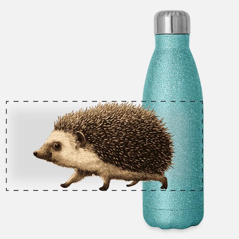 lustiger Igel - Panorama Glitzer Isolierflasche 500 ml - Blau Glitzer