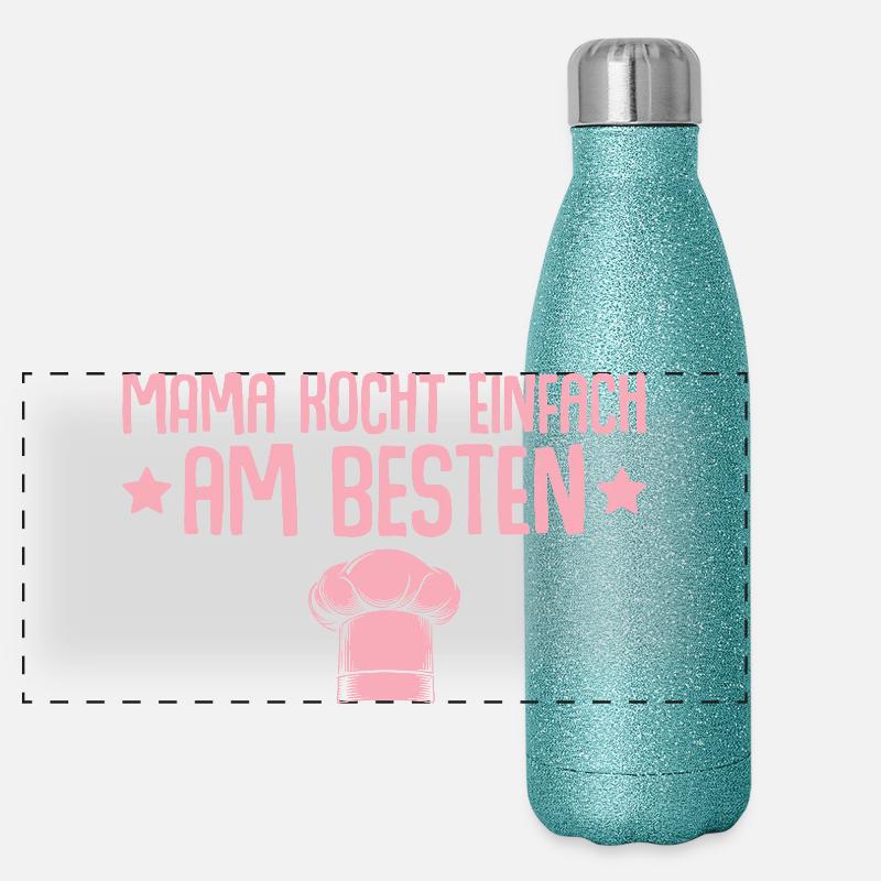 Mama kocht einfach am besten - Muttertag Panorama Glitzer Isolierflasche 500 ml