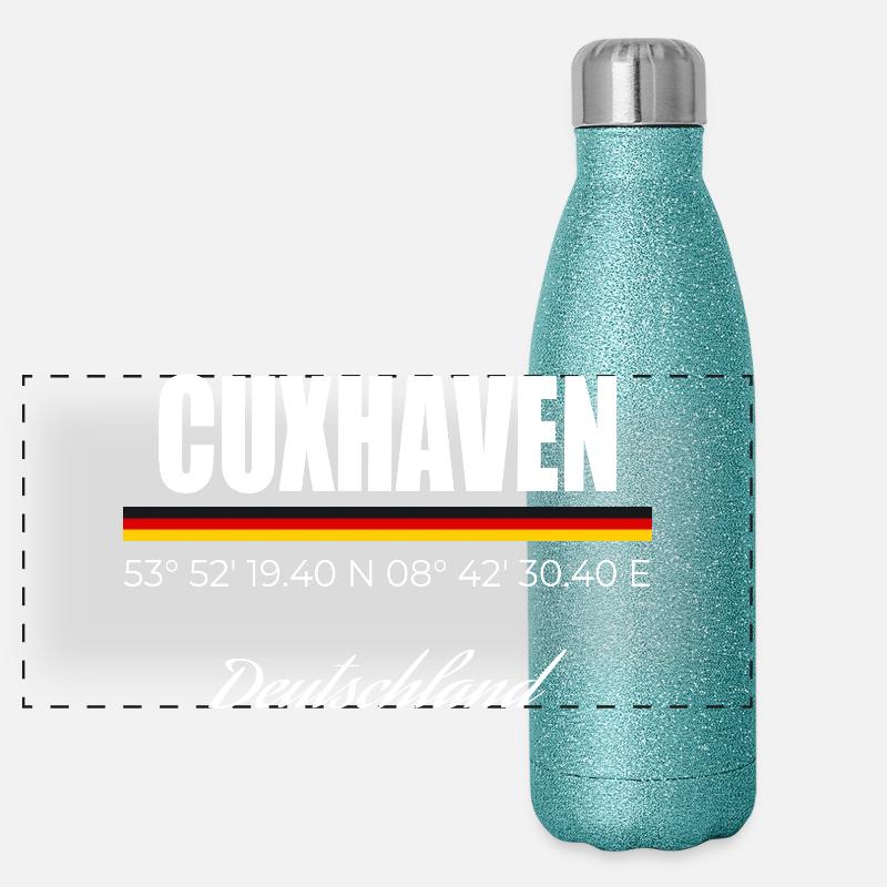 Cuxhaven Panorama Glitzer Isolierflasche 500 ml