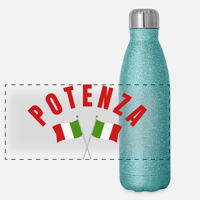 Potenza Italian Flags Emblem Panoramic Glitter Thermal Bottle 500 ml