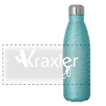 Kraxler, the Tyrolean climber - Panoramic Glitter Thermal Bottle 500 ml - blue glitter - Front