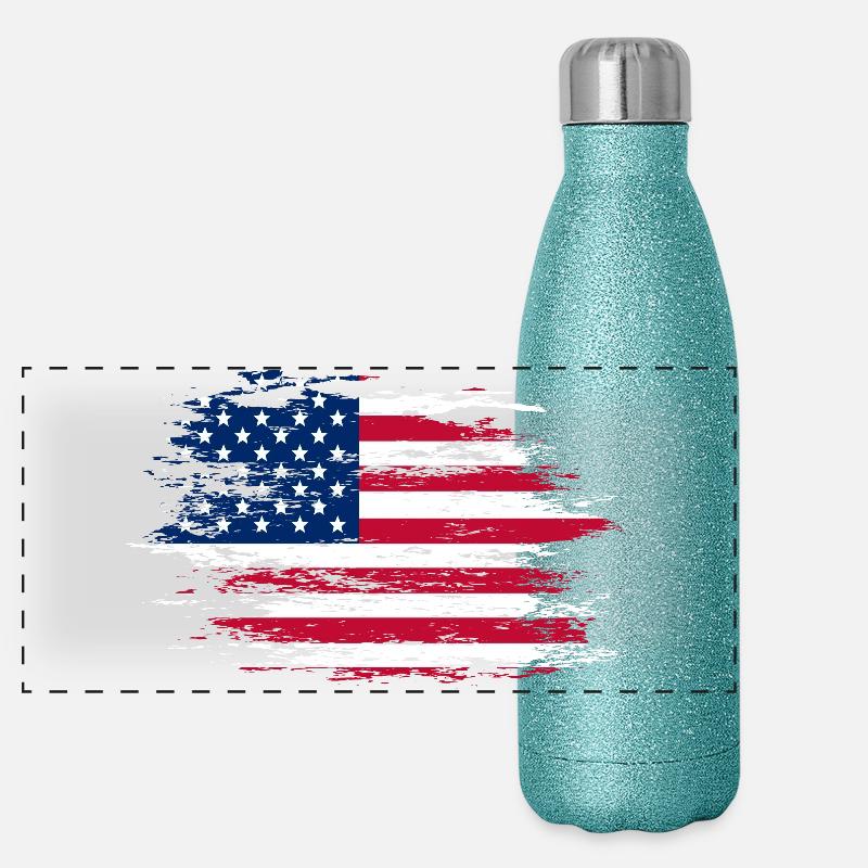 Drapeau des États-Unis utilisé Gourde isotherme panoramique pailletée 500 ml