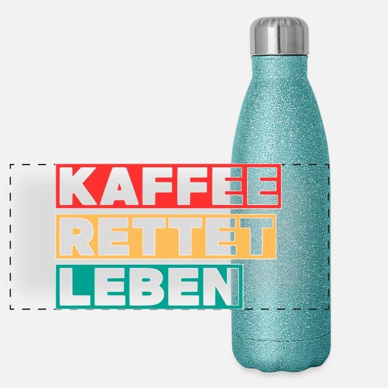Kaffee rettet Leben Panorama Glitzer Isolierflasche 500 ml