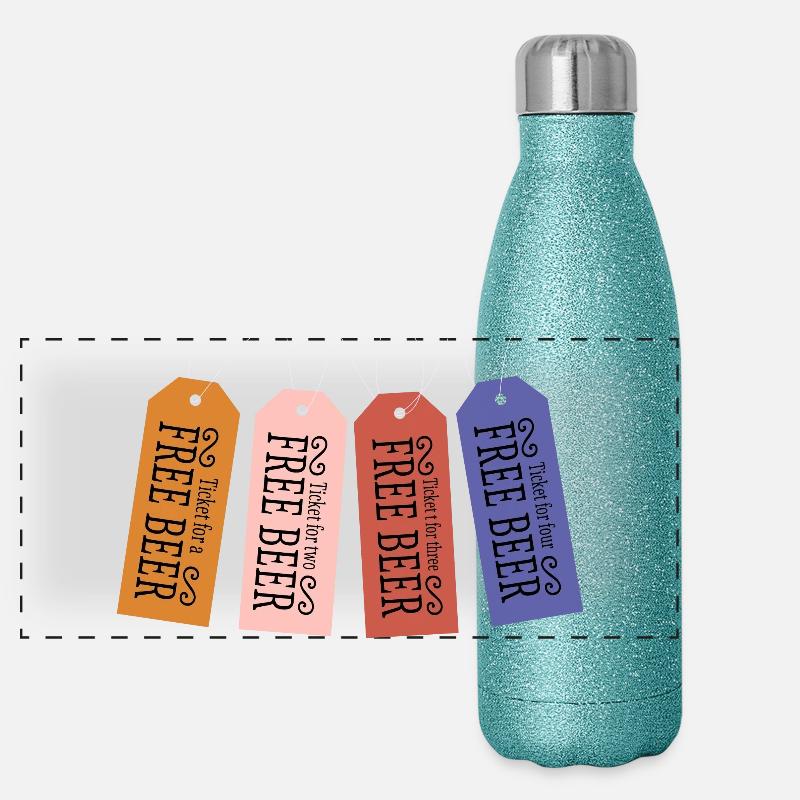 Freibier Ticket Panorama Glitzer Isolierflasche 500 ml