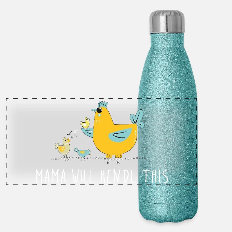 Mama will hendl this Panorama Glitzer Isolierflasche 500 ml