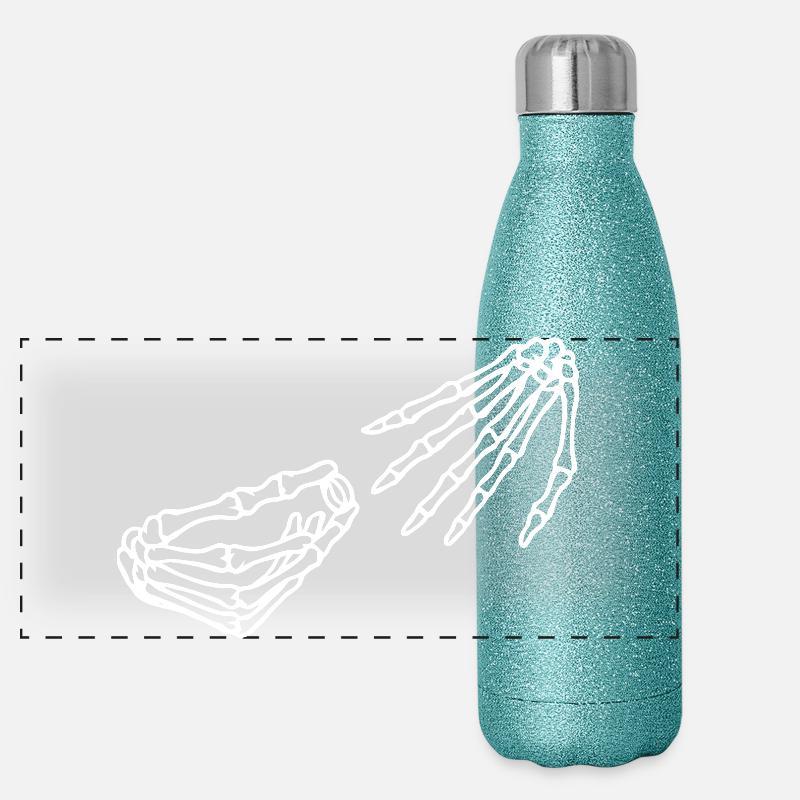 Ethereal Skeleton Hand and Bone Design Panoramic Glitter Thermal Bottle 500 ml