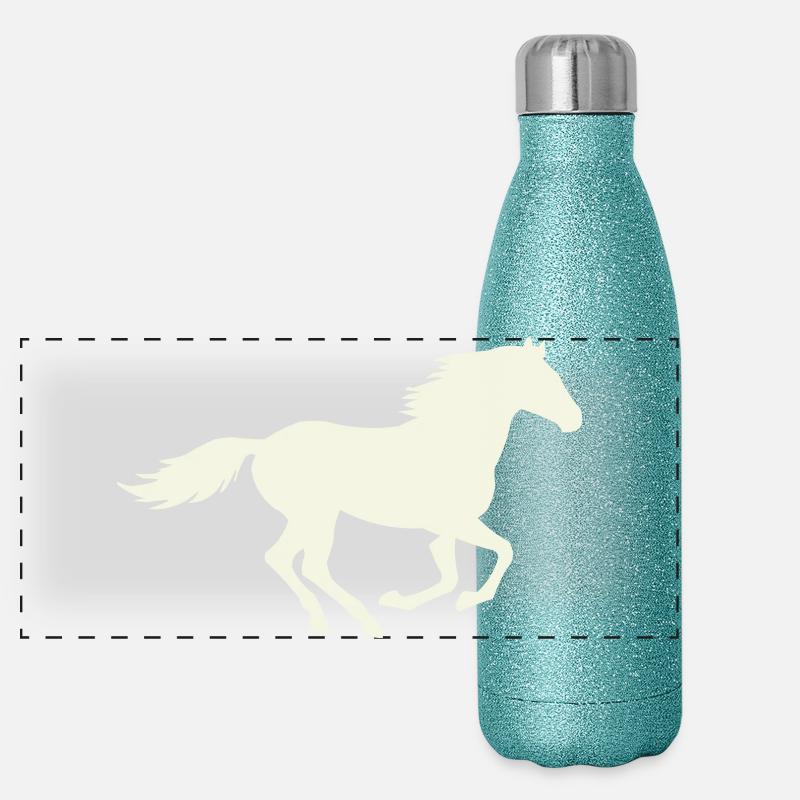 Springender Hengst Silhouette Panorama Glitzer Isolierflasche 500 ml
