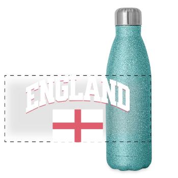 Football Anglais : Design sportif rétro - Gourde isotherme panoramique pailletée 500 ml - paillettes bleues - Devant