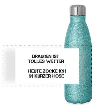 Short pants are playing great weather - Panoramic Glitter Thermal Bottle 500 ml - blue glitter - Front