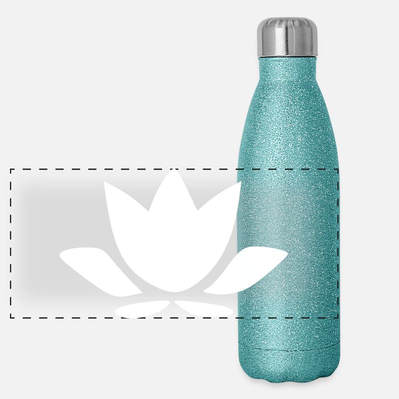 Fleur de lotus, fleur de lotus, fleur blanche, fleur de yoga Gourde isotherme panoramique pailletée 500 ml