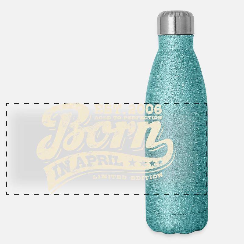 Born in April 2006 - Geburtstag - Geschenk Panorama Glitzer Isolierflasche 500 ml