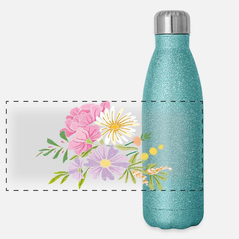 Bouquet de fleurs Gourde isotherme panoramique pailletée 500 ml