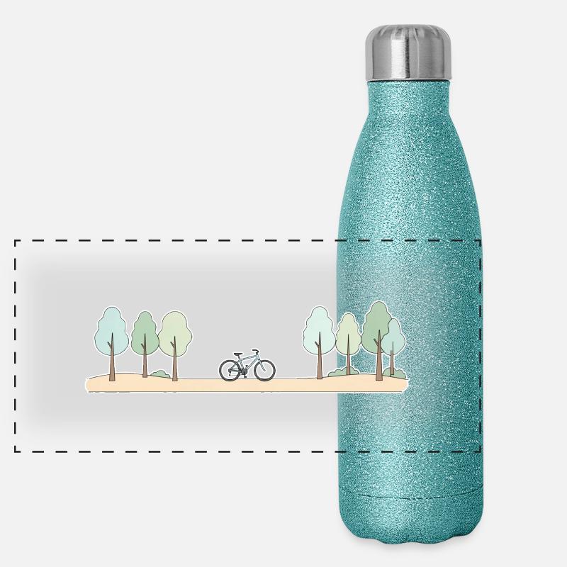 Scène cyclable sur les sentiers forestiers Gourde isotherme panoramique pailletée 500 ml