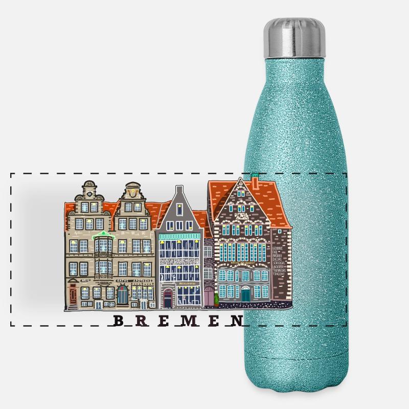 Brême, Allemagne, Marché des maisons de dessin Gourde isotherme panoramique pailletée 500 ml