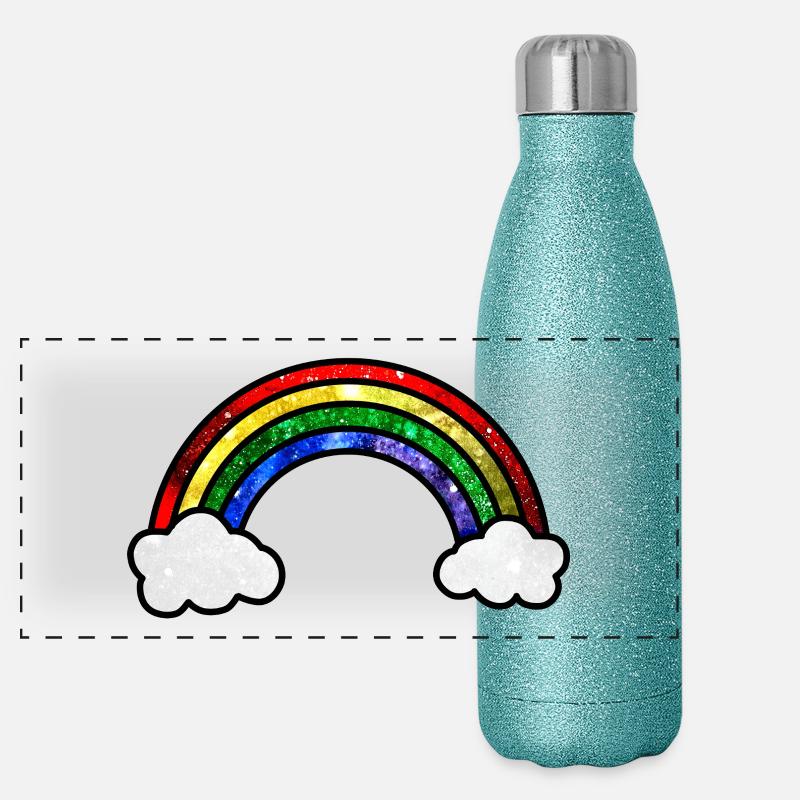 Arc-en-ciel cosmique Gourde isotherme panoramique pailletée 500 ml