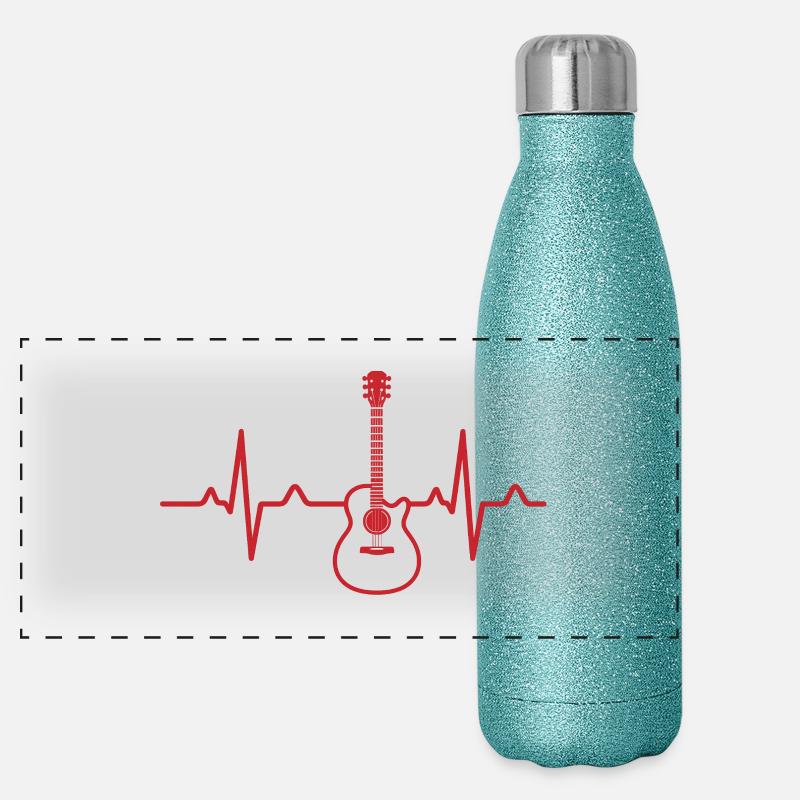 Conception musicale de battements de cœur Gourde isotherme panoramique pailletée 500 ml