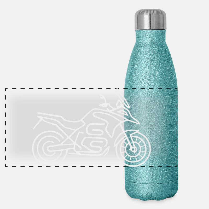 Motorcycle GS white - Panoramic Glitter Thermal Bottle 500 ml - blue glitter