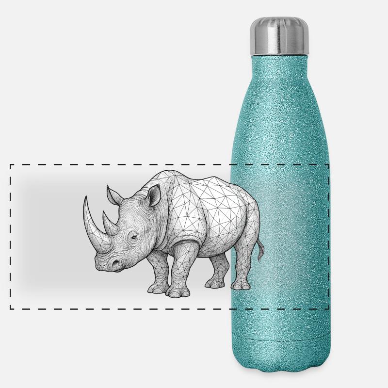 Rhino Wireframe Pattern Panoramic Glitter Thermal Bottle 500 ml