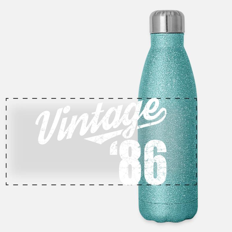 Design rétro vintage 86 script Gourde isotherme panoramique pailletée 500 ml