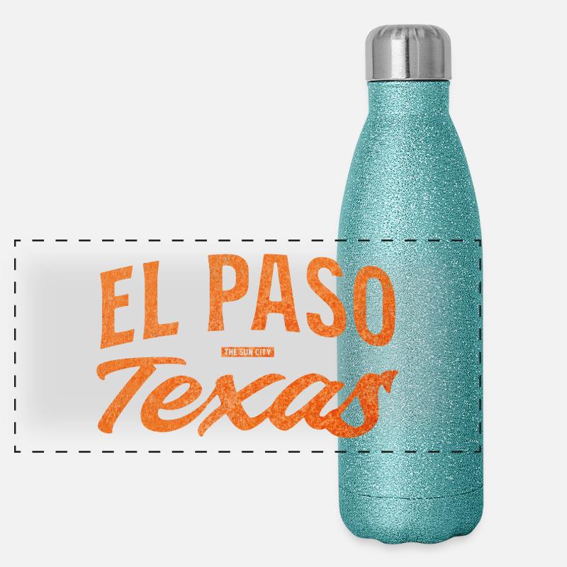 Logo d’écriture d’El Paso, Texas Gourde isotherme panoramique pailletée 500 ml