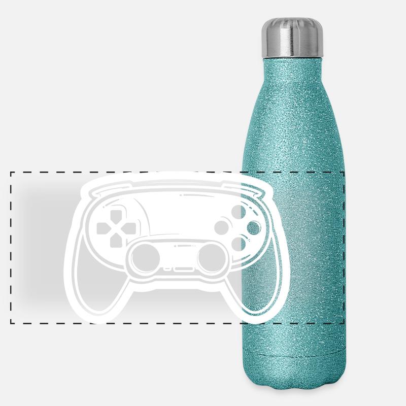 Videospiel Controller Zeichnung Panorama Glitzer Isolierflasche 500 ml