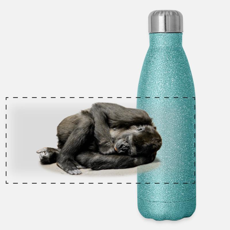 affe schimpanse gorilla pavian orangutan262 Panorama Glitzer Isolierflasche 500 ml