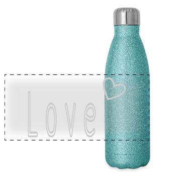 VALENTINSTAG. ICH LIEBE DICH. ICH LIEBE DICH. LIEBE. LIEBE - Panorama Glitzer Isolierflasche 500 ml - Blau Glitzer - Vorne