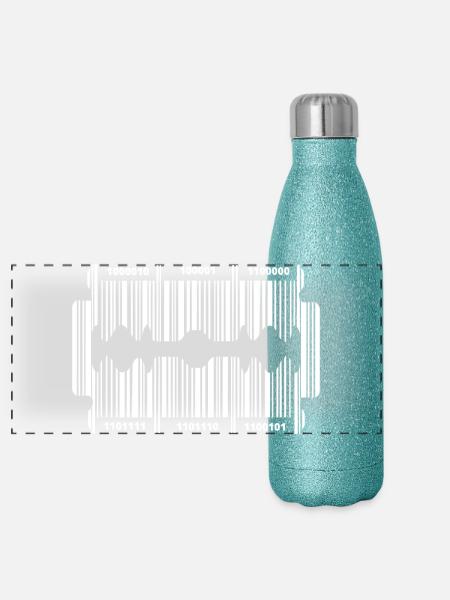 Rasierklinge mit Code - Panorama Glitzer Isolierflasche 500 ml - Blau Glitzer