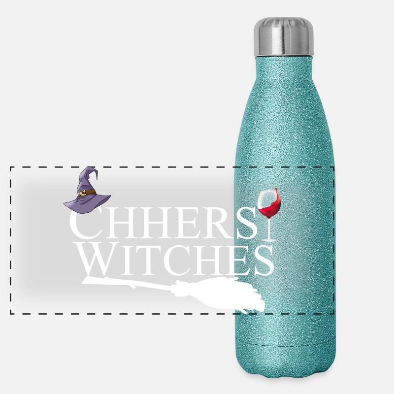 Prost Hexen Wein Halloween Panorama Glitzer Isolierflasche 500 ml