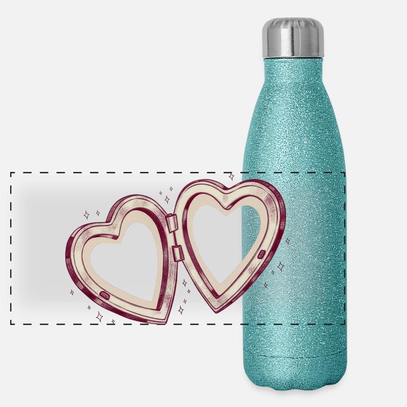 Double heart connection Panoramic Glitter Thermal Bottle 500 ml