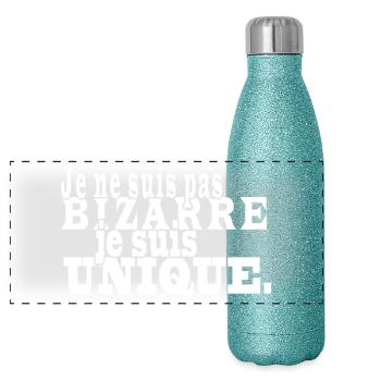 Humour drôle je ne suis pas bizarre je suis unique - Gourde isotherme panoramique pailletée 500 ml - paillettes bleues - Devant
