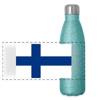 Drapeau finlandais - Gourde isotherme panoramique pailletée 500 ml - paillettes bleues - Devant