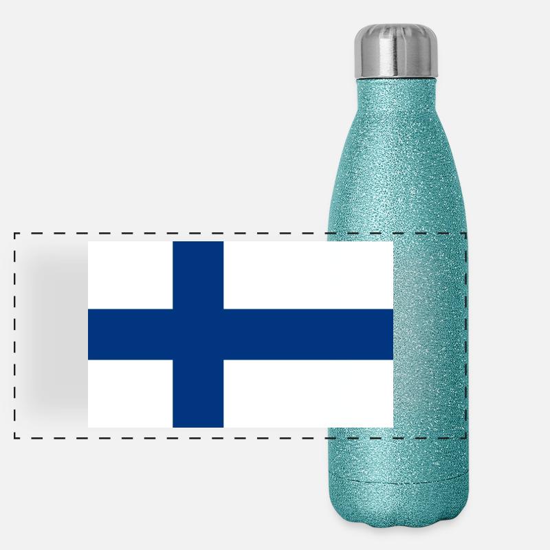 Drapeau finlandais Gourde isotherme panoramique pailletée 500 ml