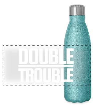 Double Trouble - Panoramic Glitter Thermal Bottle 500 ml - blue glitter - Front