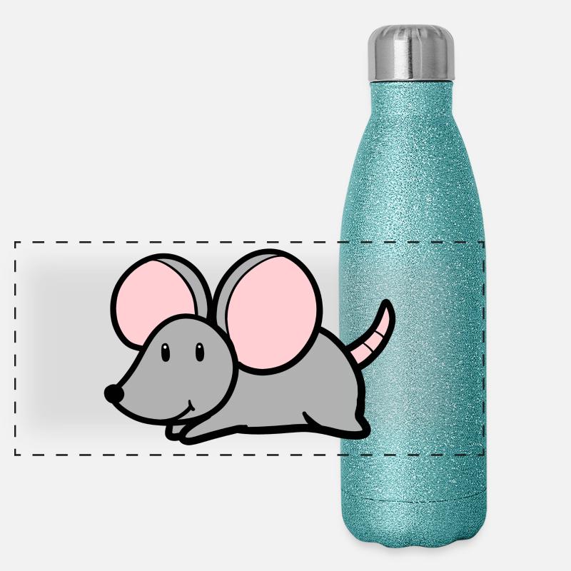 Souris mignonne Gourde isotherme panoramique pailletée 500 ml