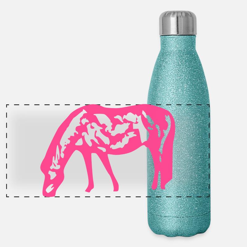 Pferd rosa pink Panorama Glitzer Isolierflasche 500 ml
