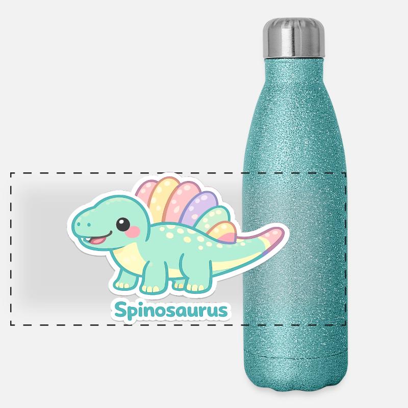 Pastell Spinosaurus Sticker Panorama Glitzer Isolierflasche 500 ml