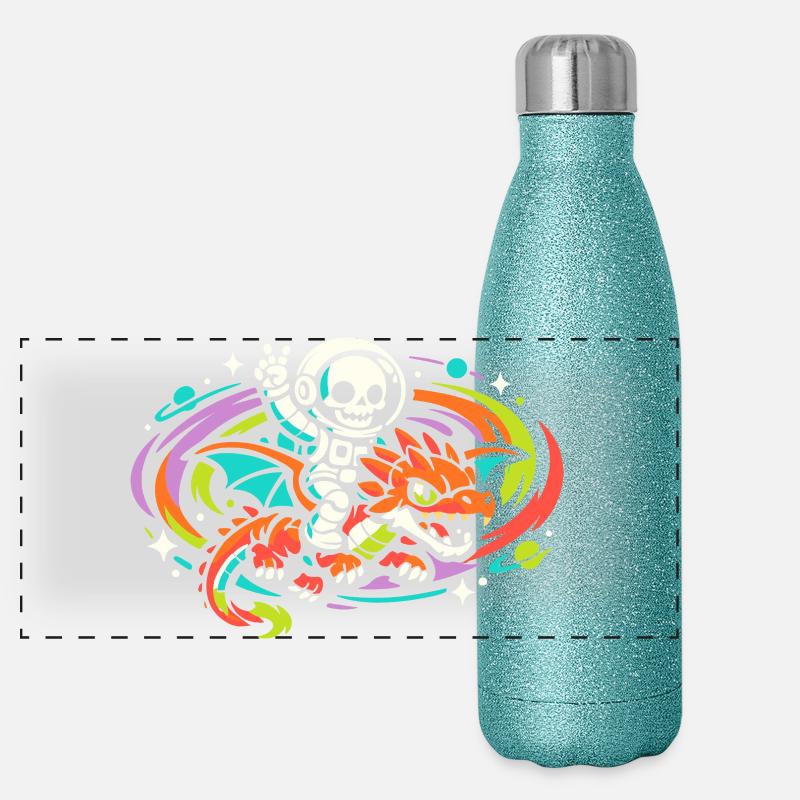 Weltraumdrache Panorama Glitzer Isolierflasche 500 ml