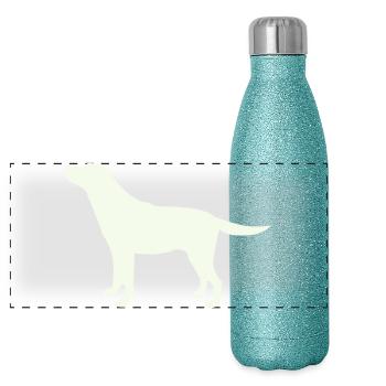 Silhouette du chien de course - Gourde isotherme panoramique pailletée 500 ml - paillettes bleues - Devant